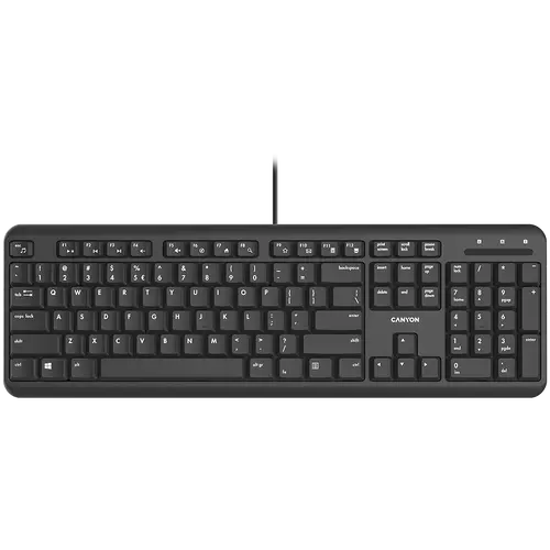 CANYON HKB-20, wired keyboard with Silent switches ,105 keys,black, 1.8 Meters cable length,Size 442*142*17.5mm,460g,BG layout