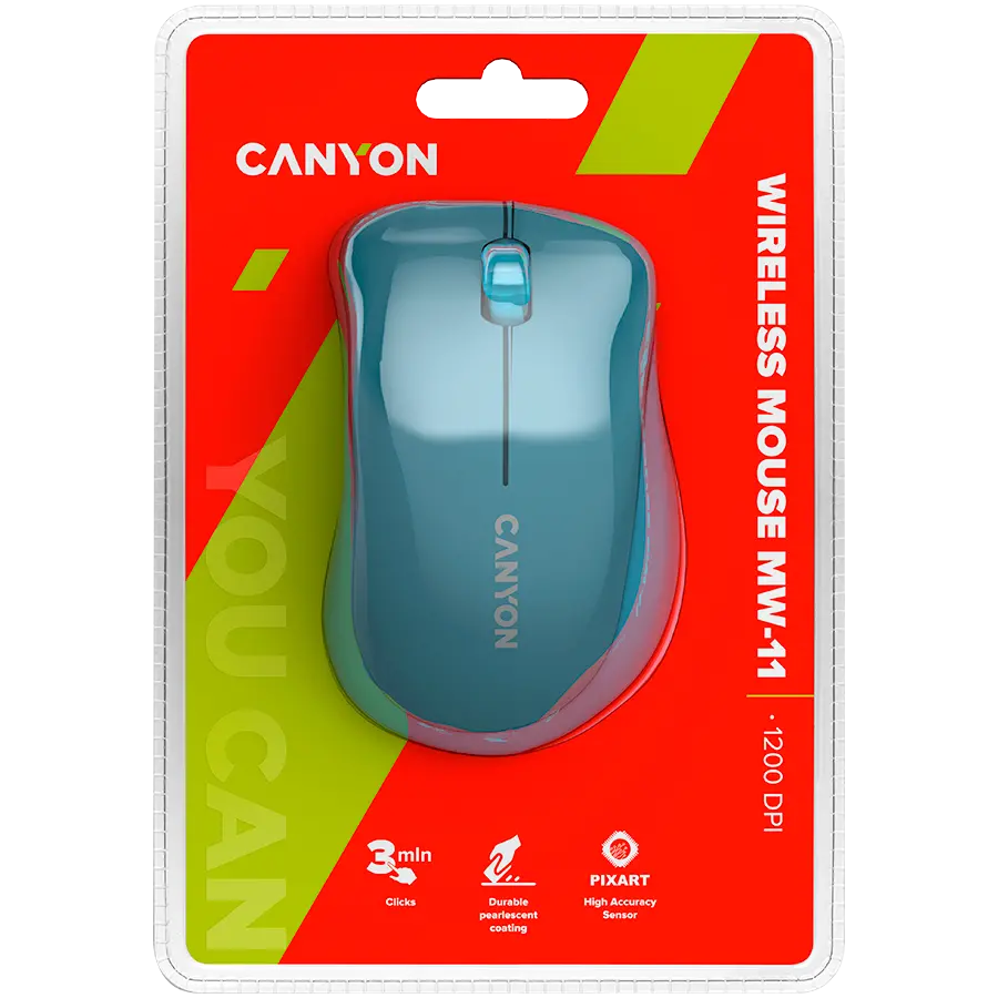 CANYON MW-11, 2.4 GHz Wireless mouse ,with 3 buttons, DPI 1200, Battery:AAA*2pcs ,Blue67*109*38mm 0.063kg - image 5