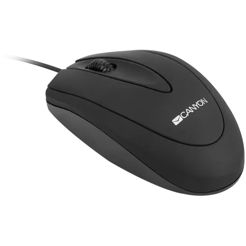 CANYON CM-1, wired optical Mouse with 3 buttons, DPI 1000, Black, cable length 1.8m, 100*51*29mm, 0.07kg