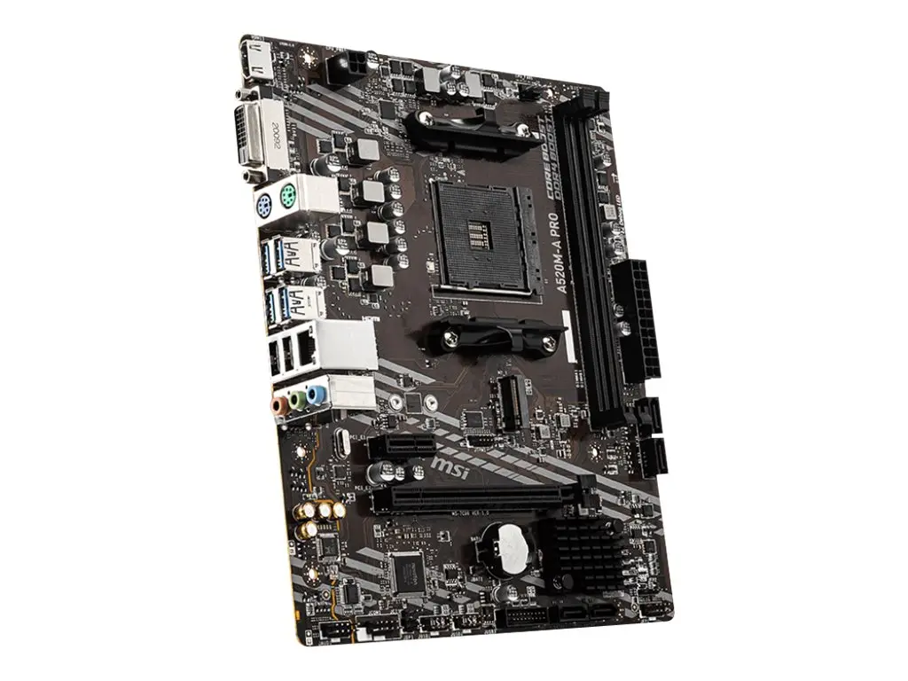 MSI Placă de bază Desktop A520M-A PRO (A520, AM4, 2xDDR4, 1x slot PCI-E 3.0 x16, 1x slot M.2, 4x USB 3.2 Gen1, 2x USB 2.0, 1x HDMI, 1x DVI-D, Gigabit - image 1