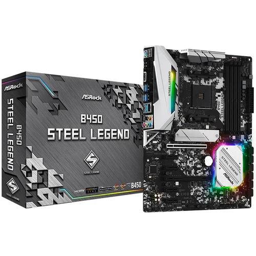 ASROCK Main Board Desktop B450 STEEL LEGEND (AM4, 4xDDR4, HDMI/DP ,2xPCIe x16,4xPCIe x1, 2xM.2, 6 SATA3, USB 3.1,Type-C 1xCOM Port Header, 1 x PS/2) ATX retail