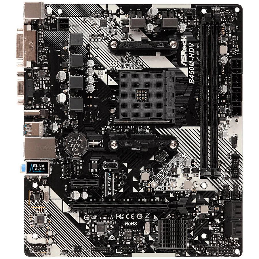 ASROCK Main Board Desktop B450M-HDV R4.0 (SAM4,2xDDR4,1xPCI 3.0x16,1xPCI Ex1,SATA III,1xM.2,1xUlraM.2,USB3.0,GLAN, VGA,DVI,HDMI,) mATX Retail - image 1