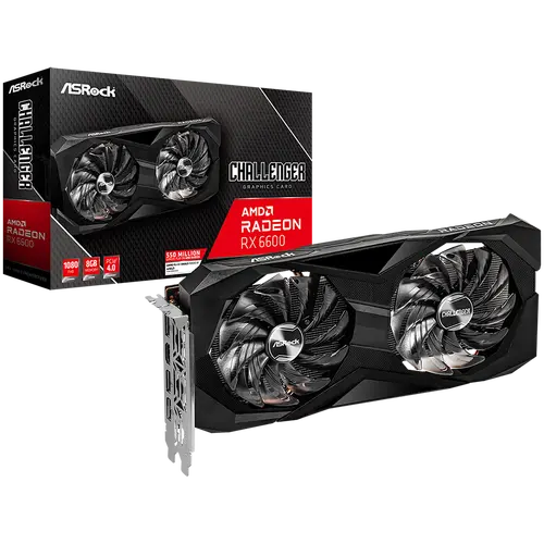 ASROCK Video Card AMD Radeon RX6600 Challenger D 8GB, GDDR6 128 bit, 1xHDMI, 3xDP 1.4, power 1x8 pin, recommended PSU 500W.