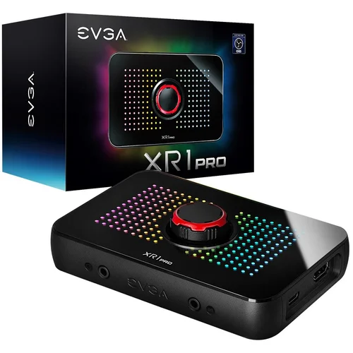 EVGA XR1 Pro Capture Card, Certified for OBS, 1440p 144fps/4K 60fps HDR Pass Through, 1440p 60fps/4K 30fps Capture, USB 3.1 Type-C, ARGB, Built-in Audio Mixer via Control Dial