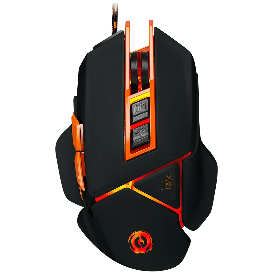 CANYON Mouse optic pentru gaming, setare DPI reglabilă 800/1000/1200/1600/2400/3200/4800/6400, iluminare LED, slot pentru greutate mobilă și capac