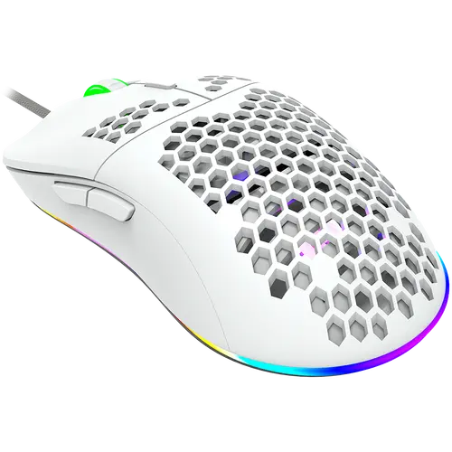 CANYON Puncher GM-11, Gaming Mouse with 7 programmable buttons, Pixart 3519 optical sensor, 4 levels of DPI and up to 4200, 5 million times key life, 1.65m Ultraweave cable, UPE feet and colorful RGB lights, White, size:128.5x67x37.5mm, 105g - image 1