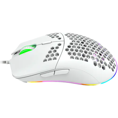 CANYON Puncher GM-11, Gaming Mouse with 7 programmable buttons, Pixart 3519 optical sensor, 4 levels of DPI and up to 4200, 5 million times key life, 1.65m Ultraweave cable, UPE feet and colorful RGB lights, White, size:128.5x67x37.5mm, 105g - image 2