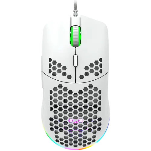 CANYON Puncher GM-11, Gaming Mouse with 7 programmable buttons, Pixart 3519 optical sensor, 4 levels of DPI and up to 4200, 5 million times key life, 1.65m Ultraweave cable, UPE feet and colorful RGB lights, White, size:128.5x67x37.5mm, 105g