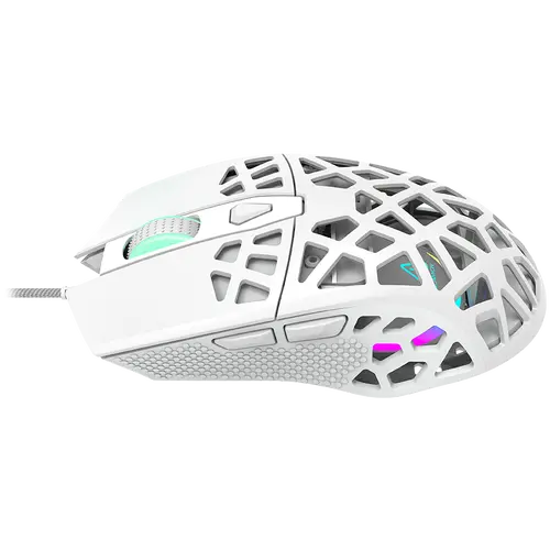CANYON Puncher GM-20, High-end Gaming Mouse with 7 programmable buttons, Pixart 3360 optical sensor, 6 levels of DPI and up to 12000, 10 million times key life, 1.65m Ultraweave cable, Low friction with PTFE feet and colorful RGB lights, white, size: - image 1