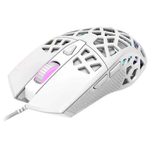 CANYON Puncher GM-20, High-end Gaming Mouse with 7 programmable buttons, Pixart 3360 optical sensor, 6 levels of DPI and up to 12000, 10 million times key life, 1.65m Ultraweave cable, Low friction with PTFE feet and colorful RGB lights, white, size: - image 2