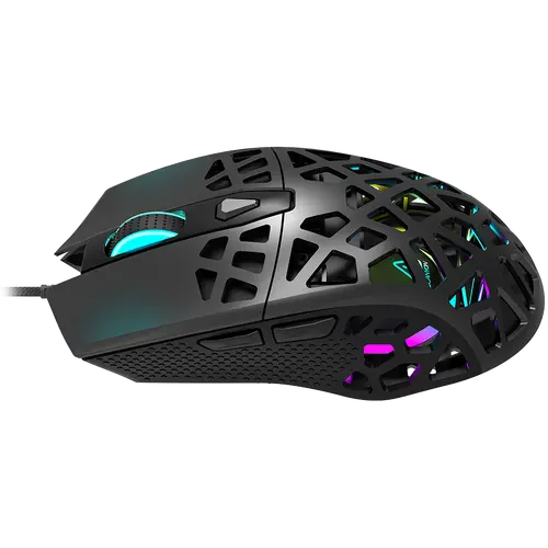 CANYON Puncher GM-20, High-end Gaming Mouse with 7 programmable buttons, Pixart 3360 optical sensor, 6 levels of DPI and up to 12000, 10 million times key life, 1.65m Ultraweave cable, Low friction with PTFE feet and colorful RGB lights, Black, size: - image 1