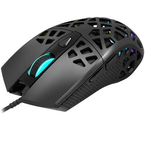 CANYON Puncher GM-20, High-end Gaming Mouse with 7 programmable buttons, Pixart 3360 optical sensor, 6 levels of DPI and up to 12000, 10 million times key life, 1.65m Ultraweave cable, Low friction with PTFE feet and colorful RGB lights, Black, size: - image 2