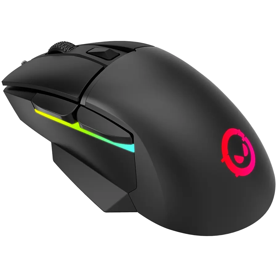 LORGAR Jetter 357, gaming mouse, Optical Gaming Mouse with 6 programmable buttons, Pixart ATG4090 sensor, DPI can be up to 8000, 30 million times key life, 1.8m PVC USB cable, Matt UV coating and RGB lights with 4 LED flowing mode, size:124.90*71.65*41.36mm, 75g - image 1