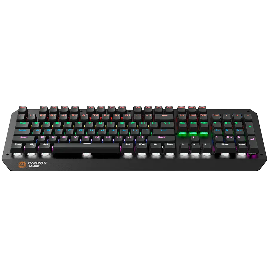 CANYON Hazard GK-6, Wired multimedia gaming keyboard with lighting effect, 108pcs rainbow LED, Numbers 104keys, EN double injection layout, cable length 1.8M, 450.5*163.7*42mm, 0.90kg, color black - image 1