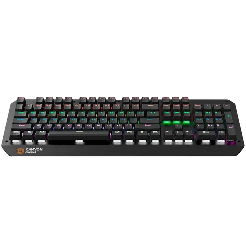 CANYON Hazard GK-6, Wired multimedia gaming keyboard with lighting effect, 108pcs rainbow LED, Numbers 104keys, EN double injection layout, cable length 1.8M, 450.5*163.7*42mm, 0.90kg, color black - image 1