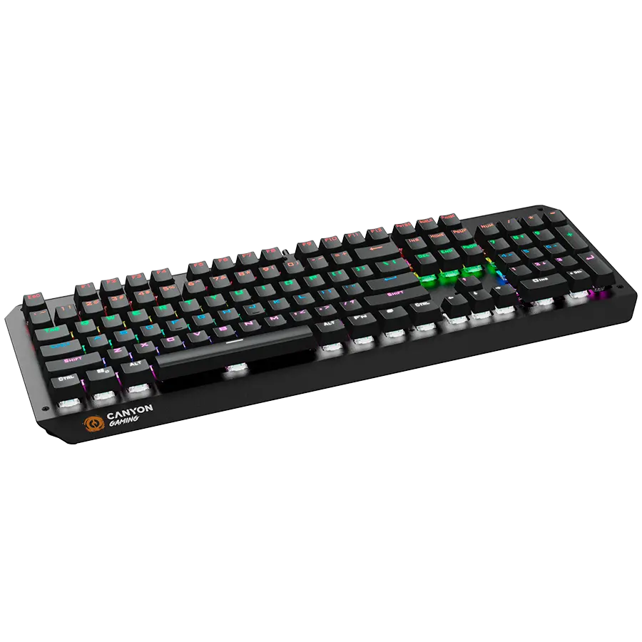 CANYON Hazard GK-6, Wired multimedia gaming keyboard with lighting effect, 108pcs rainbow LED, Numbers 104keys, EN double injection layout, cable length 1.8M, 450.5*163.7*42mm, 0.90kg, color black - image 2