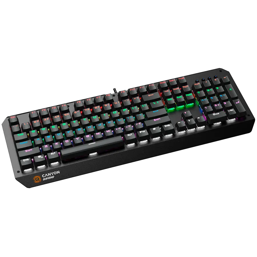 CANYON Hazard GK-6, Wired multimedia gaming keyboard with lighting effect, 108pcs rainbow LED, Numbers 104keys, EN double injection layout, cable length 1.8M, 450.5*163.7*42mm, 0.90kg, color black - image 3