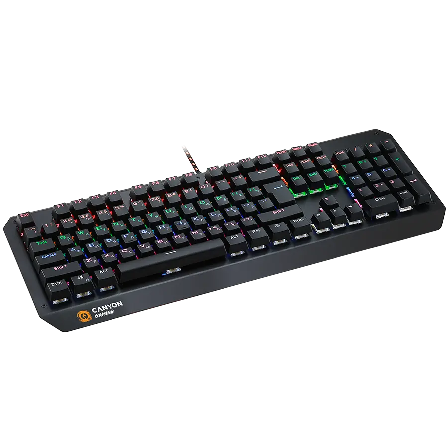 CANYON Hazard GK-6, Wired multimedia gaming keyboard with lighting effect, 108pcs rainbow LED, Numbers 104keys, EN double injection layout, cable length 1.8M, 450.5*163.7*42mm, 0.90kg, color black - image 4