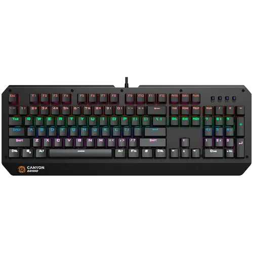 CANYON Hazard GK-6, Tastatură multimedia pentru gaming cu fir, cu efect de iluminare, 108 buc. LED rainbow, numere 104 taste, layout EN cu injecție - 1