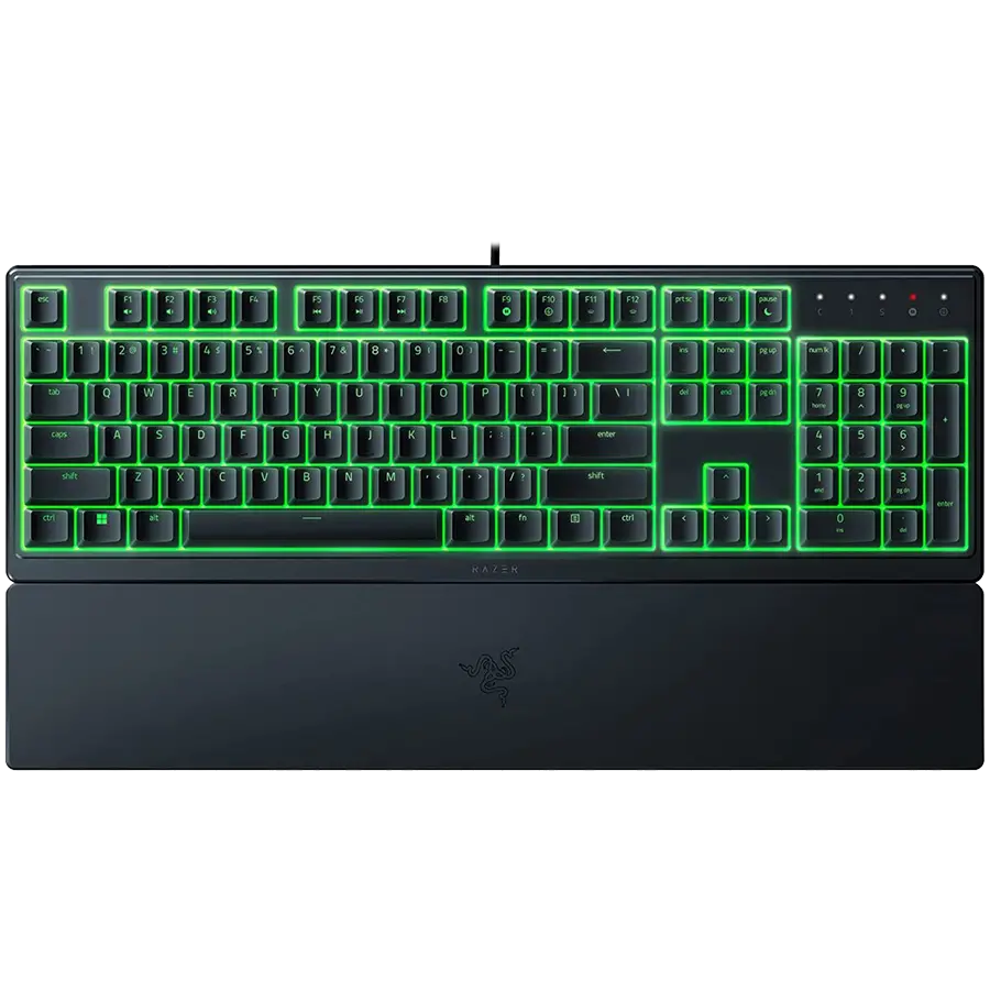Razer Ornata V3 X US, αθόρυβοι διακόπτες μεμβράνης, φωτισμός RGB, Ultrapolling 1000 Hz, πλήκτρα ABS με επίστρωση UV, μαλακό υποστήριγμα καρπού