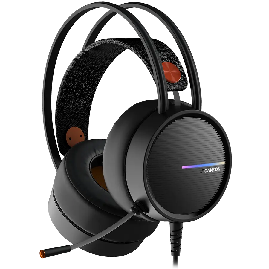 CANYON INTERCEPTOR GH-8A, Căști pentru gaming cu jack 3.5mm și conector USB pentru iluminare LED, microfon reglabil și control al volumului