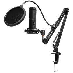 LORGAR Voicer 931, Gaming Microphone, Black, USB condenser microphone with boom arm stand, pop filter, tripod stand. including 1* microphone, 1*Boom Arm Stand with C-clamp, 1*shock mount, 1*pop filter, 1*windscreen cap, 1*2.5m type-C USB cable, 1* Extra tripod