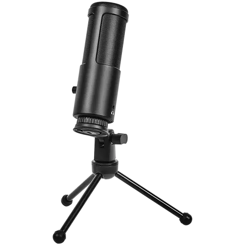 LORGAR Voicer 521, Gaming Microphone, Black, USB condenser mic with Volume Knob, 3.5MM headphonejack, mute button and led indicator, package including 1x F5 Microphone, 1 x 2M type-C USB Cable, 1 xTripod Stand - image 2