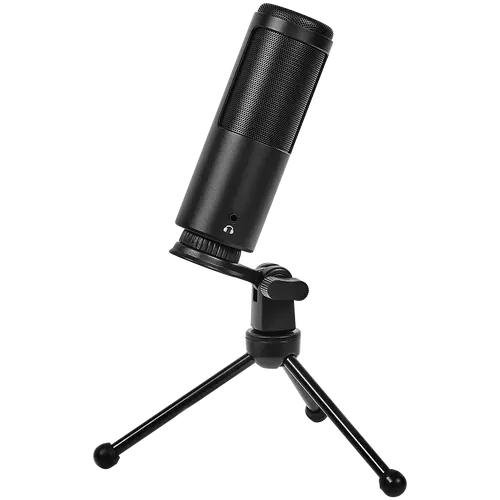 LORGAR Voicer 521, Gaming Microphone, Black, USB condenser mic with Volume Knob, 3.5MM headphonejack, mute button and led indicator, package including 1x F5 Microphone, 1 x 2M type-C USB Cable, 1 xTripod Stand - image 3