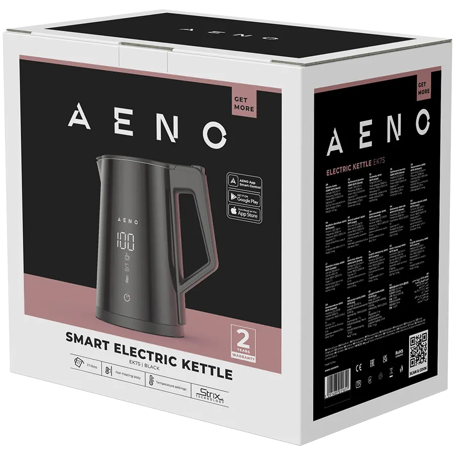 AENO fierbător electric EK7S Smart: 1850-2200W, 1.7L, Strix, pereți dubli, control al temperaturii, funcție de menținere la cald, control prin Wi-Fi - image 3