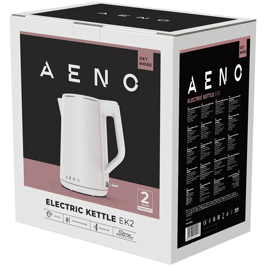 AENO ηλεκτρικός βραστήρας EK2: 1850-2200W, 1.5L, Strix, διπλά τοιχώματα, μη θερμαινόμενο σώμα, αυτόματη απενεργοποίηση, προστασία από λειτουργία χωρίς - image 3