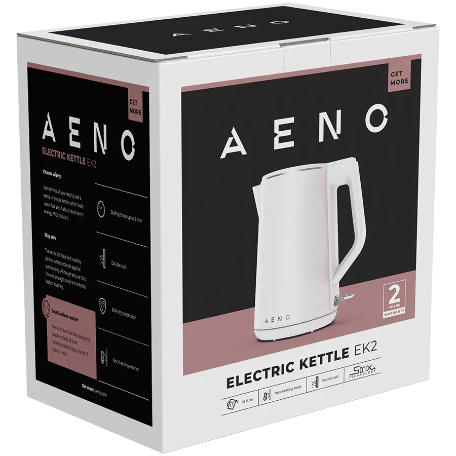 AENO fierbător electric EK2: 1850-2200W, 1.5L, Strix, pereți dubli, corp neîncălzit, oprire automată, protecție la funcționare fără apă - image 4
