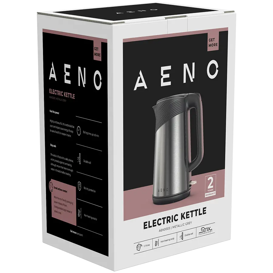 AENO Electric Kettle EK3: 1850-2200W, 1.7L, Strix, Double-walls, Non-heating body, Auto Power Off, Dry tank Protection - image 4