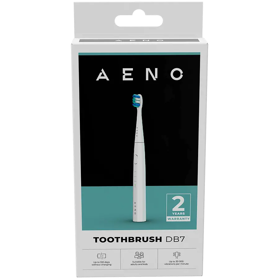 AENO Sonic Electric toothbrush, DB7: White, 3modes, 1 brush head + 2 stickers,  30000rpm, 100 days without charging, IPX7 - image 4