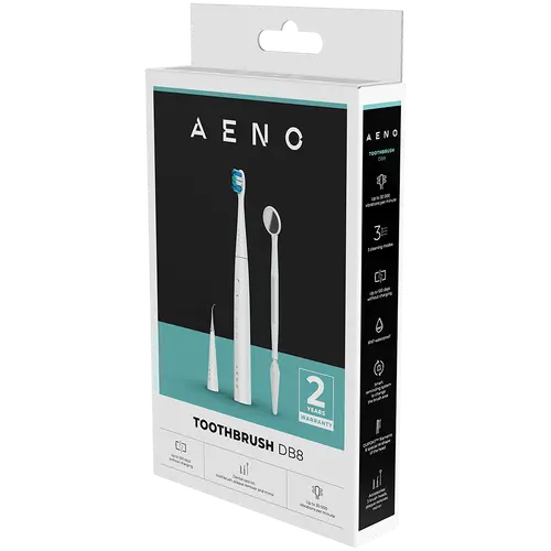 AENO Sonic Ηλεκτρική οδοντόβουρτσα, DB8: Λευκό, 3 λειτουργίες, 3 κεφαλές βούρτσας + 1 εργαλείο καθαρισμού, 1 καθρέφτης, 30000rpm, 100 ημέρες χωρίς - 3
