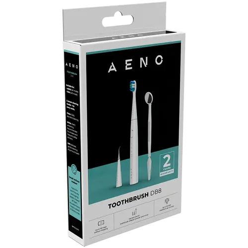 AENO Sonic Ηλεκτρική οδοντόβουρτσα, DB8: Λευκό, 3 λειτουργίες, 3 κεφαλές βούρτσας + 1 εργαλείο καθαρισμού, 1 καθρέφτης, 30000rpm, 100 ημέρες χωρίς - 4