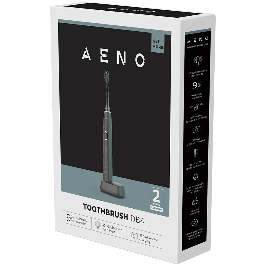 AENO Sonic Electric Toothbrush, DB4: Black, 9 scenarios, with 3D touch, wireless charging, 46000rpm, 40 days without charging, IPX7 - image 6