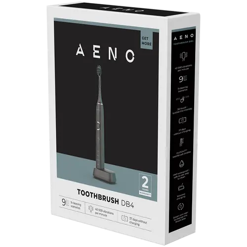 AENO Periuță de dinți electrică Sonic, DB4: Neagră, 9 scenarii, cu 3D touch, încărcare wireless, 46000rpm, 40 de zile fără încărcare, IPX7 - 7