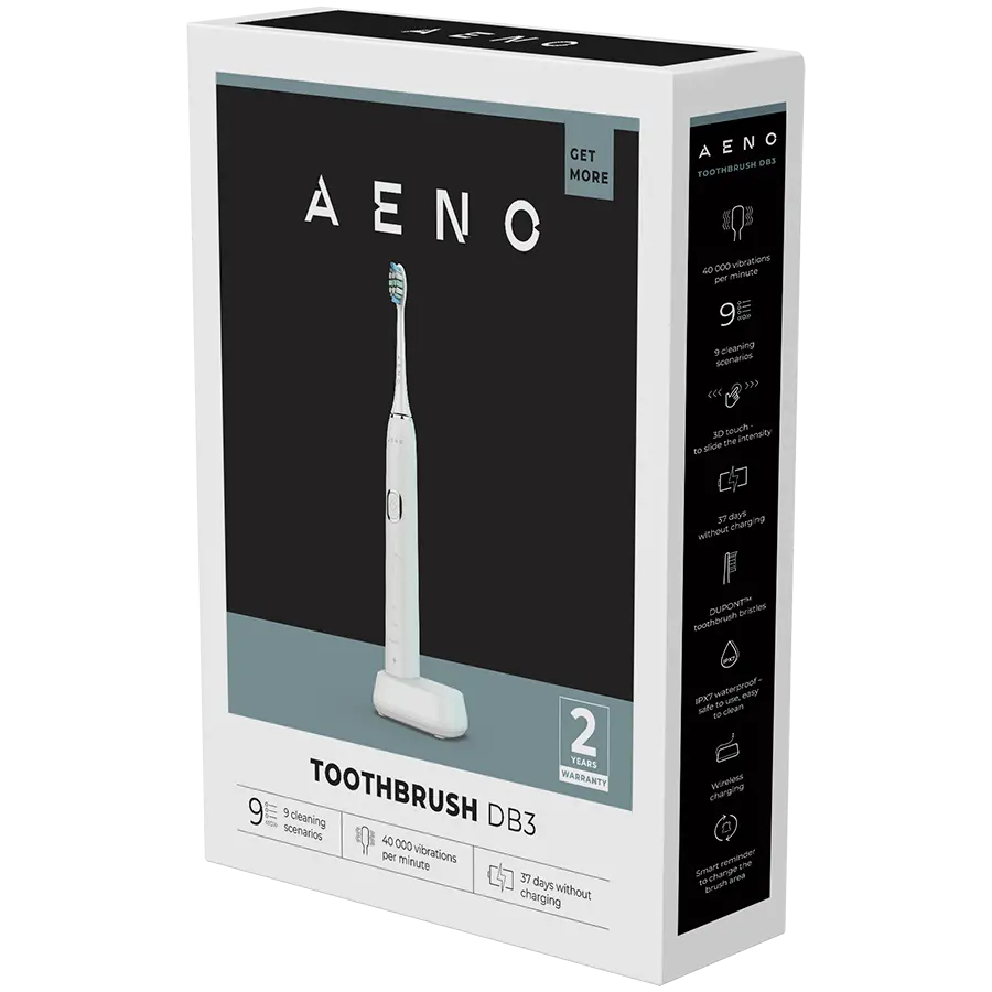 AENO Sonic Electric Toothbrush, DB3: White, 9 scenarios, with 3D touch, wireless charging, 46000rpm, 40 days without charging, IPX7 - image 6