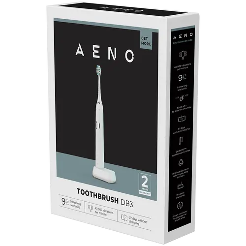 AENO Periuță de dinți electrică Sonic, DB3: Albă, 9 scenarii, cu 3D touch, încărcare wireless, 46000rpm, 40 de zile fără încărcare, IPX7 - 7