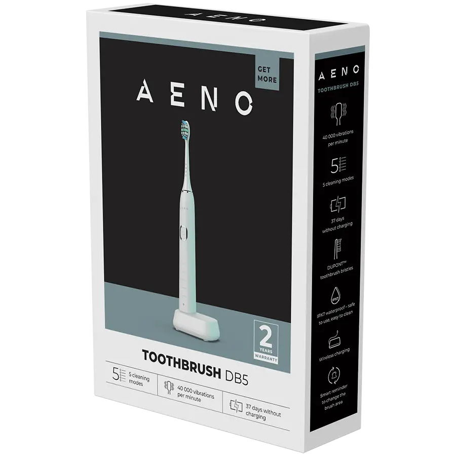 AENO Sonic Periuță de dinți electrică DB5: Albă, 5 moduri, încărcare wireless, 46000rpm, 40 de zile fără încărcare, IPX7 - image 6