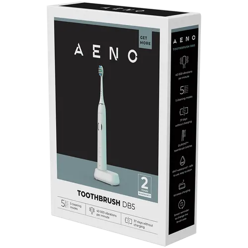 AENO Sonic Periuță de dinți electrică DB5: Albă, 5 moduri, încărcare wireless, 46000rpm, 40 de zile fără încărcare, IPX7 - 7