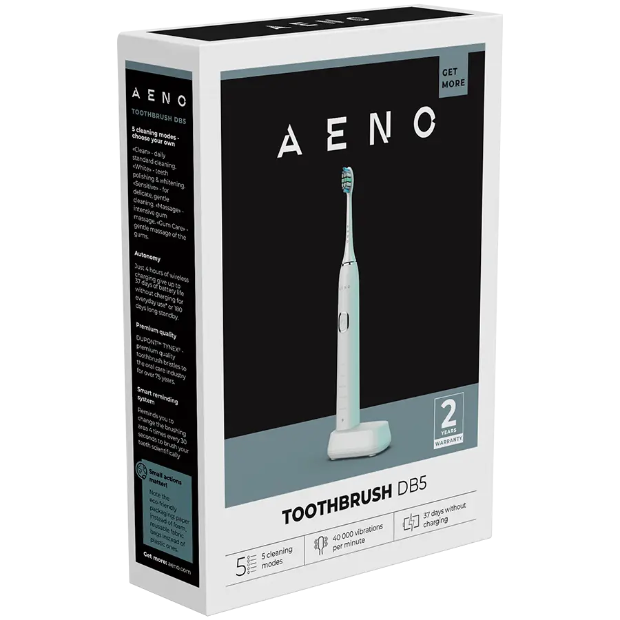 AENO Sonic Ηλεκτρική οδοντόβουρτσα DB5: Λευκή, 5 λειτουργίες, ασύρματη φόρτιση, 46000rpm, 40 ημέρες χωρίς φόρτιση, IPX7 - image 7