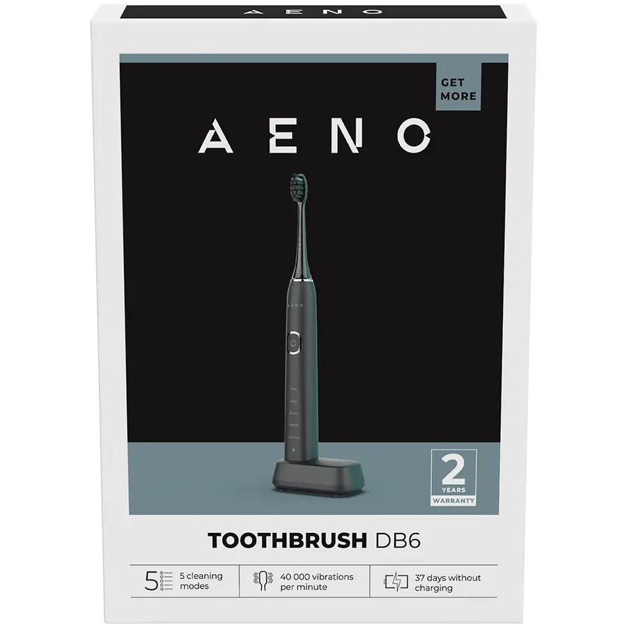 AENO Sonic Periuță de dinți electrică DB6: Neagră, 5 moduri, încărcare wireless, 46000rpm, 40 de zile fără încărcare, IPX7 - image 3