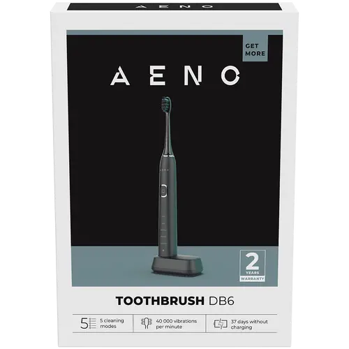 AENO Sonic Periuță de dinți electrică DB6: Neagră, 5 moduri, încărcare wireless, 46000rpm, 40 de zile fără încărcare, IPX7 - 4