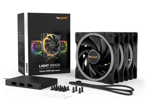 be quiet! LIGHT WINGS 120mm PWM high-speed Triple-Pack, 4-pin, Fan speed: 2500RPM, ARGB (ARGB Hub included), 31 db(A), 3 years warranty - image 5