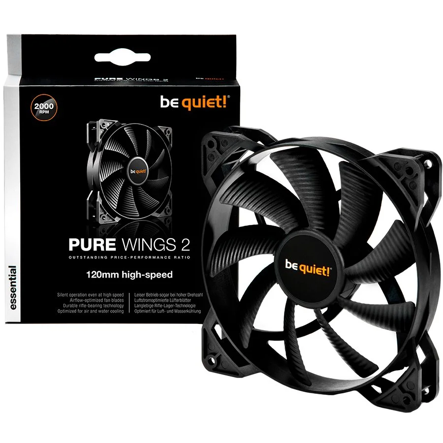 be quiet! Pure Wings 2 120mm 4-pin PWM High-Speed, Fan speed: 2.000RPM, 36.9dB(A), 3 years warranty