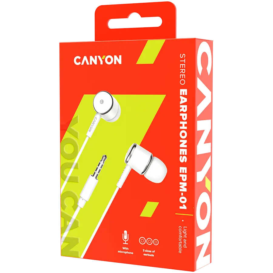 CANYON Căști stereo cu microfon, Albe - image 2