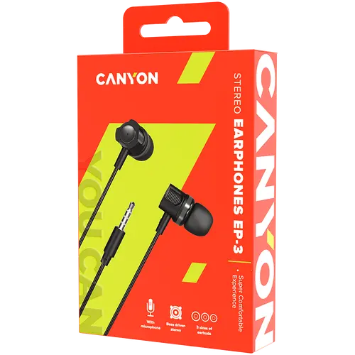 CANYON Stereo earphones with microphone, 1.2M, dark gray - image 2