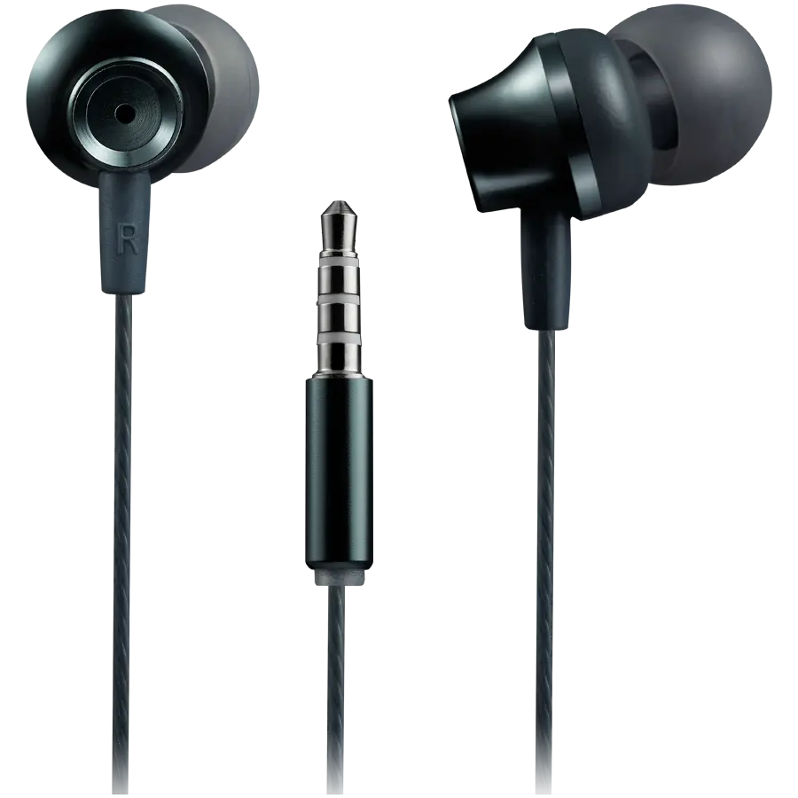 CANYON Stereo earphones with microphone, metallic shell, 1.2M, dark gray - image 1