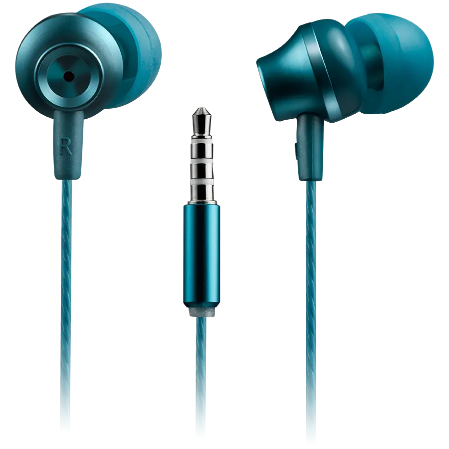 CANYON Stereo earphones with microphone, metallic shell, 1.2M, blue-green - image 1